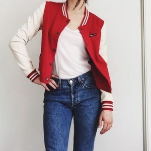 Members Only Red and Cream Jacket Size Large